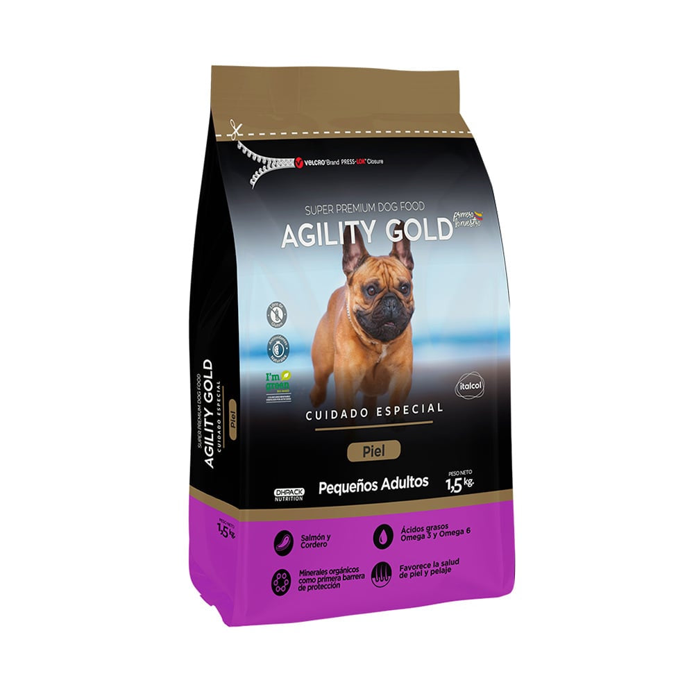 AGILITY GOLD PIEL PEQUEÑOS ADULTOS  *1.5 KILOS