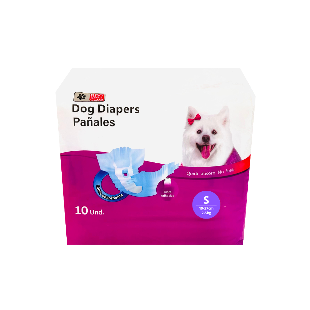 PAÑALES PARA MASCOTAS *10 UND T.S  (2-5KG)  COLMASCOTAS