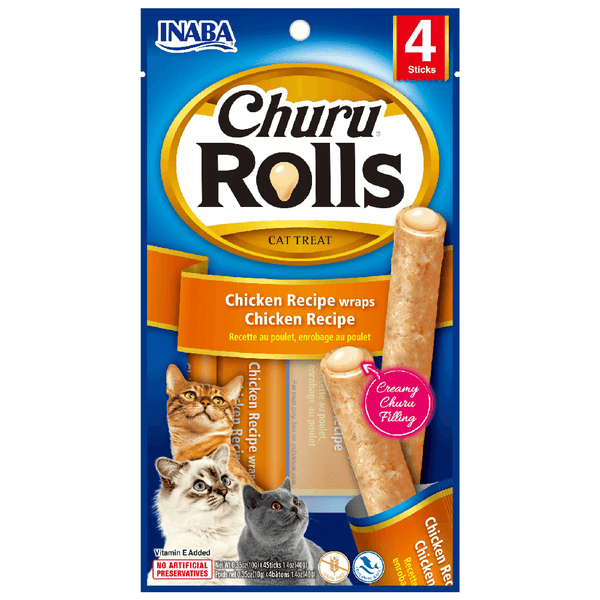 CHURU ROLLS CAT/GATO *4 UND POLLO *40GR (NARANJA)