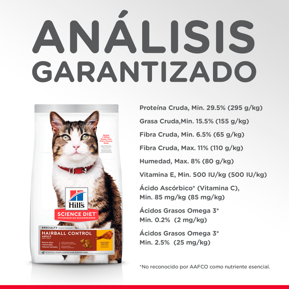 Comida para gato Hills Hairball Adulto 3, 5 Lbs