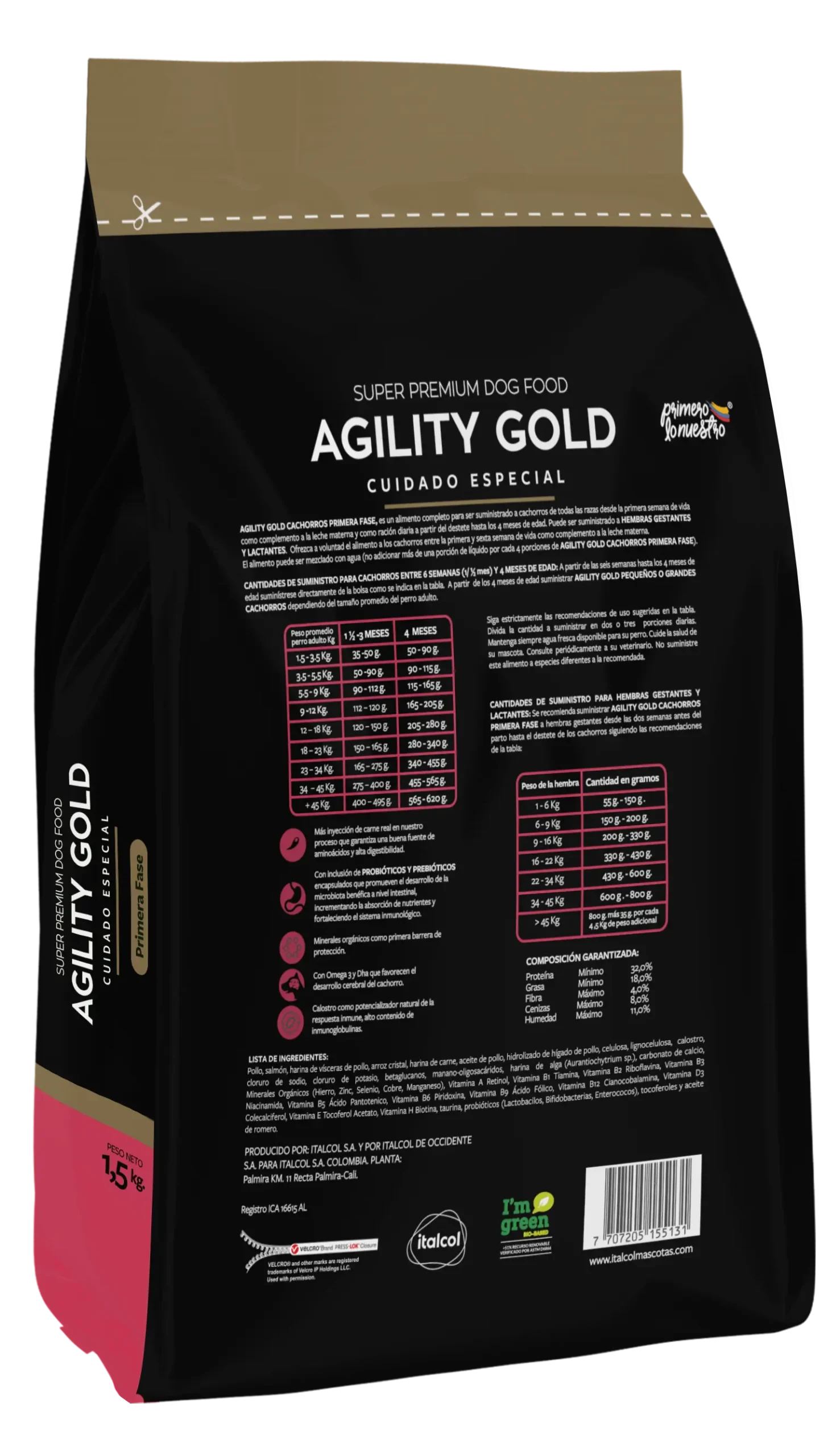 AGILITY GOLD PRIMERA FASE ( MAMA Y CACHORROS ) 500 GRAMOS
