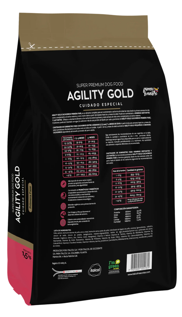 AGILITY GOLD PRIMERA FASE ( MAMA Y CACHORROS ) 500 GRAMOS