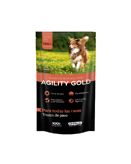 SOBRE AGILITY GOLD SOBRE TROZOS DE PAVO *100 GRAMOS