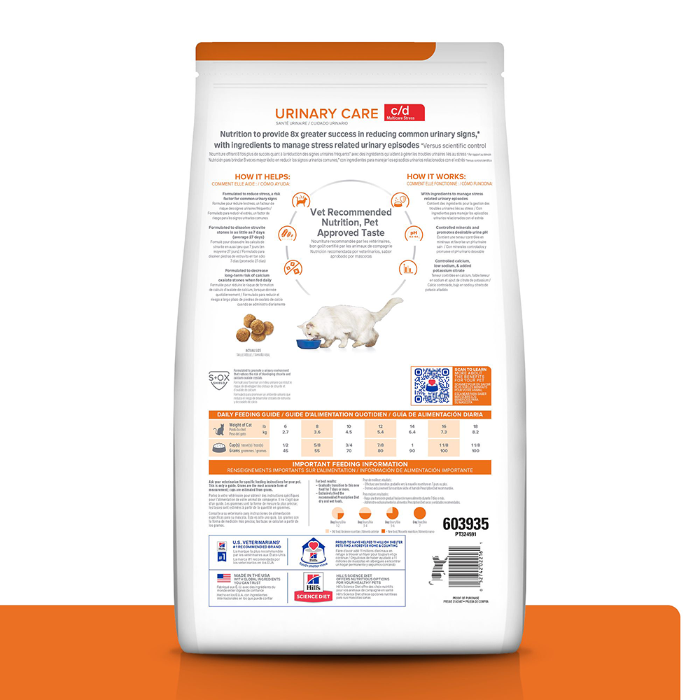Comida para gato Hills Multicare Strees Pollo c/d 4 Lbs