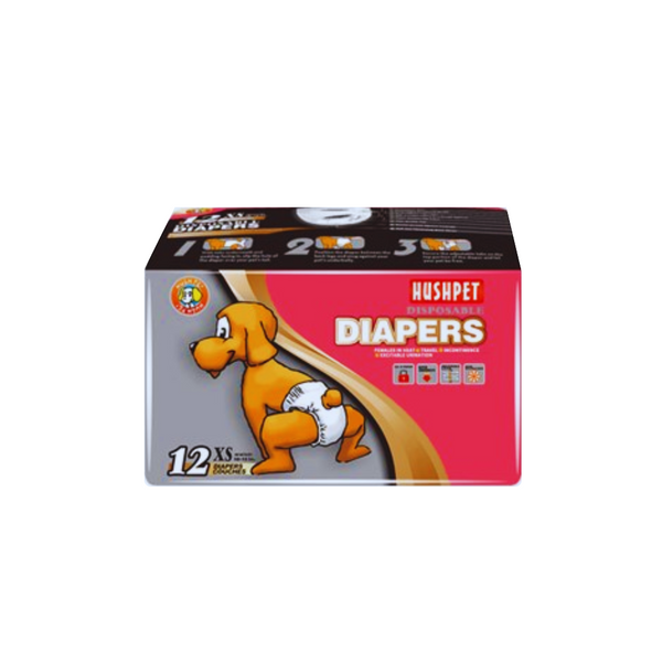 PAÑALES DESECHABLES TALLA XS -12 UND  HUSHPET (2-4KG)