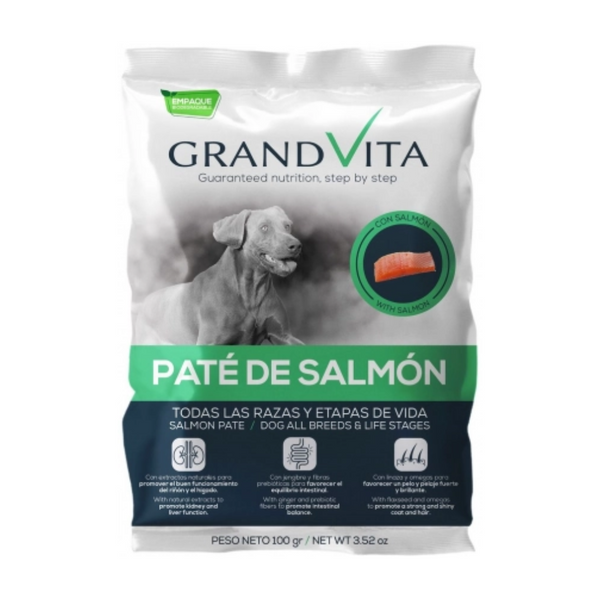 Comida Húmeda para perro Grand Vita paté Salmón 100 Gr