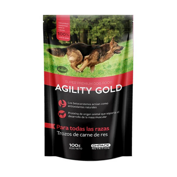 SOBRE AGILITY GOLD TROZOS DE CARNE DE RES *100 GRAMOS