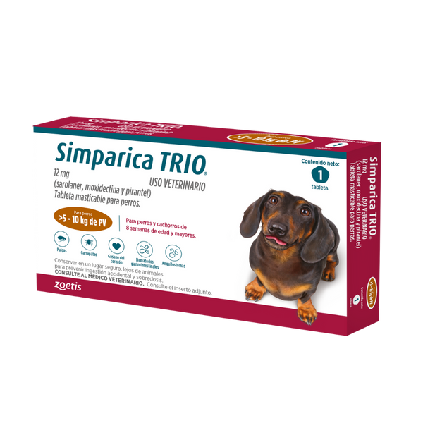 Simparica Trio Caja x 1 Tab. (5 - 10kg) Marrón