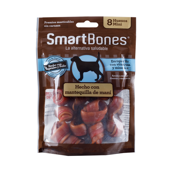 Snack para perros pequeños Smartbones Mantequilla de Mani Paquete 8 Und