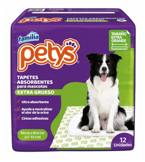 TAPETES ABSORBENTE PETYS EXTTAGRUESO  X12UND (63 X 81.5)