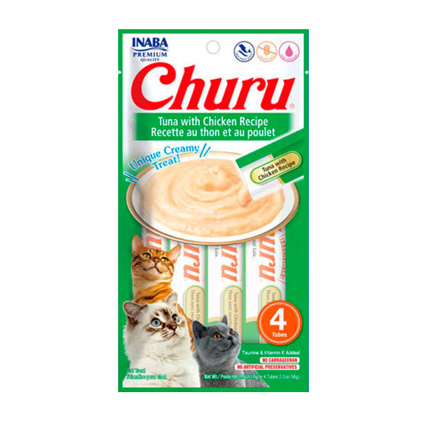 CHURU ROLLS CAT/GATO * 4 UND POLLO ATUN *40GR (VERDE)